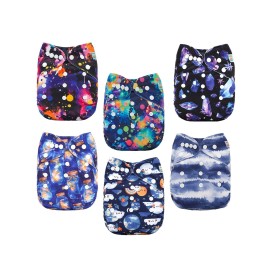 ALVABABY Baby Cloth Diapers 6 Pack with 12 Inserts Cloth Diaper Covers Adjustable Washable Reusable for Baby Girls and Boys 6DM116A