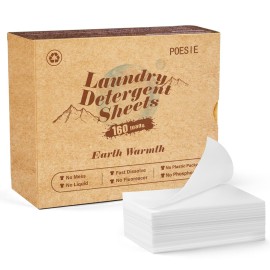 Poesie Laundry Detergent Sheets Earth Warmth Scent 160 Count Road Trip College Dorm Essentials for Travel Washing Sheets Detergent Liquidless Portable No Messy Laundry Strips