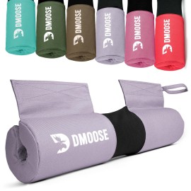 DMoose Fitness Barbell Pad for Hip Thrust, Squat & Lunges - Non-Slip Thick Foam Cushion for Neck and Back Support with Two Straps - Hip Thrust Pad for Leg Day - Fits All Olympic Bars (Lilac Purple)