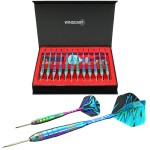 WINSDART ADKX Steel Tip Darts 12 Pack Set with Nonslip Iron Barrel Aluminum Dart Shafts and Flights + Darts Sharpener + an Gift Box (Darts-H)
