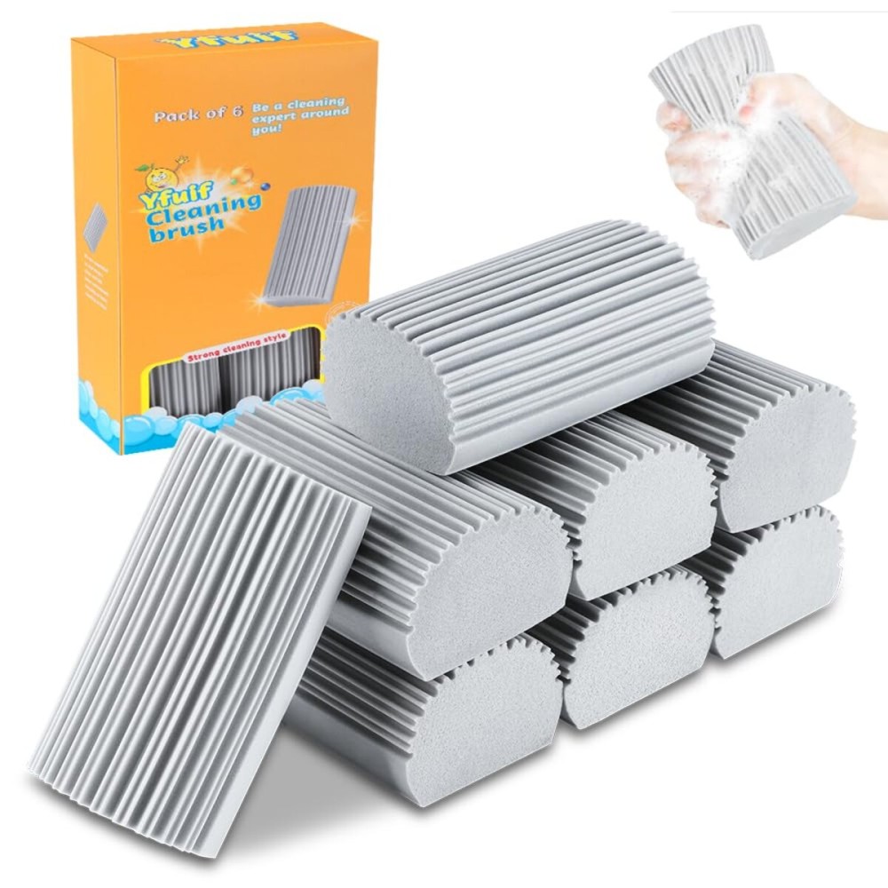 8-Pack Damp Clean Duster Sponge, Magic Sponge Eraser Baseboard Cleaner Tool, Dusters for Cleaning Blinds, Glass, Vents, Railings, Mirrors,Window Track Grooves and Faucets