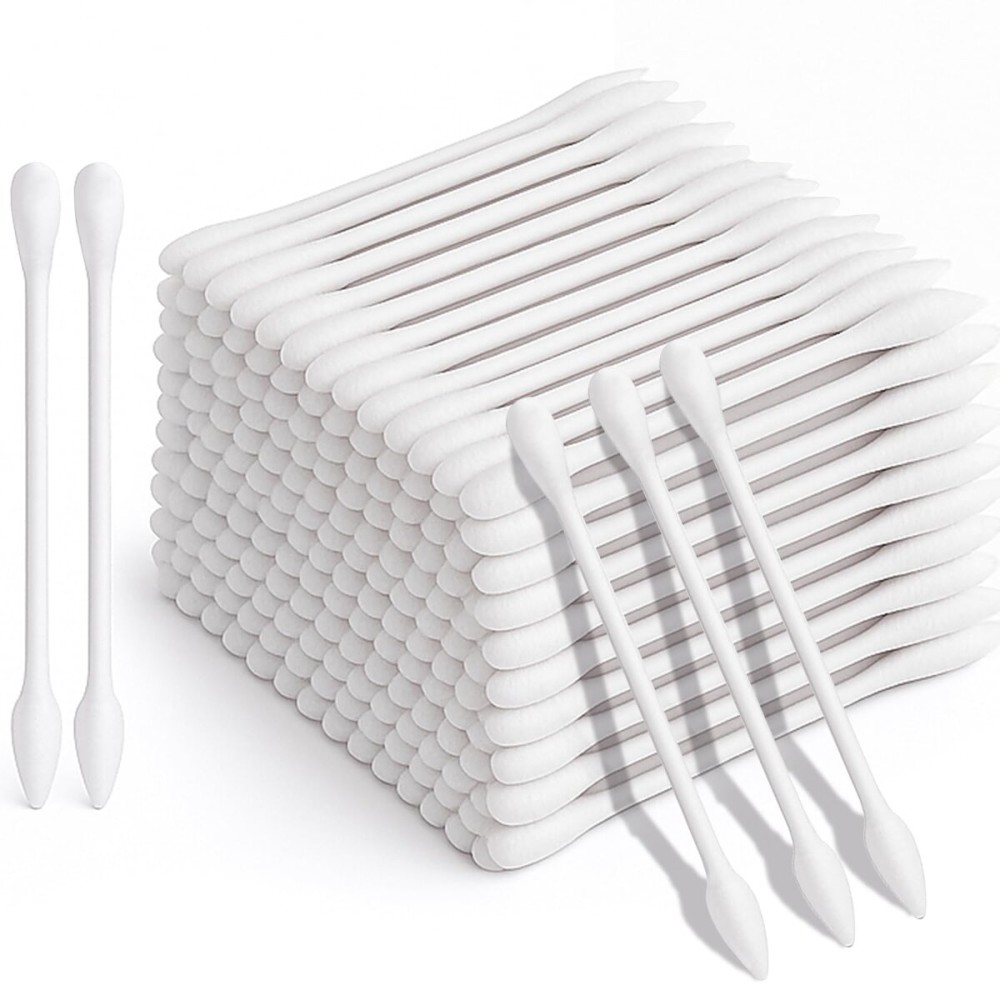 Pointed Tip Cotton Swabs, 800 Count Double Precision Tips Cotton Swabs Round Head Cotton Buds with Paper Stick, Cotton Buds for Makeup
