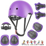DaCool Kids Bike Helmet Skateboard Knee Pads - Toddler Helmet Adjustable for 3~10yrs Girls Boys Child Kids Protective Gear Set for Sport Cycling Bike Roller Skating Scooter,Purple