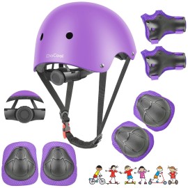 DaCool Kids Bike Helmet Skateboard Knee Pads - Toddler Helmet Adjustable for 3~10yrs Girls Boys Child Kids Protective Gear Set for Sport Cycling Bike Roller Skating Scooter,Purple