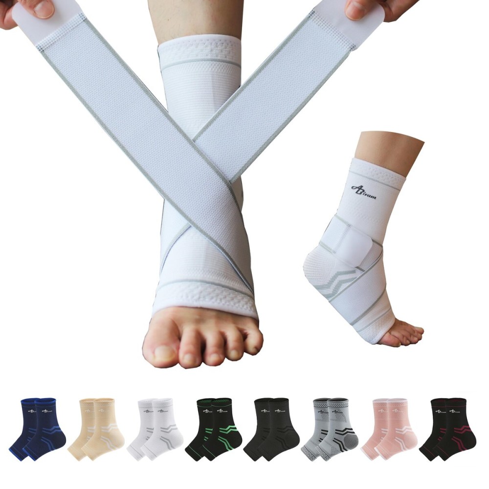 ABIRAM Ankle Brace for Women & Men, Compression Sleeve with Wrap, Foot Support Sleeve, Ankle Support for Sprained Ankle, Plantar Fasciitis Relief Socks, Achilles Tendonitis, Sports, M