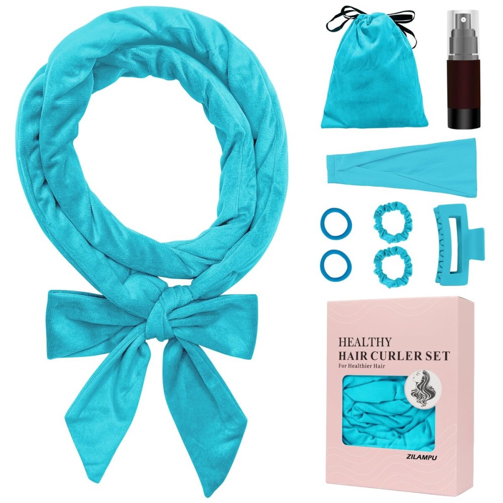 ZILAMPU Heatless Curls Overnight for Long Hair, Heatless Hair Curlers to Sleep In Overnight Curls, 70 Soft Velvet No Heat Hair Curlers Set for Women