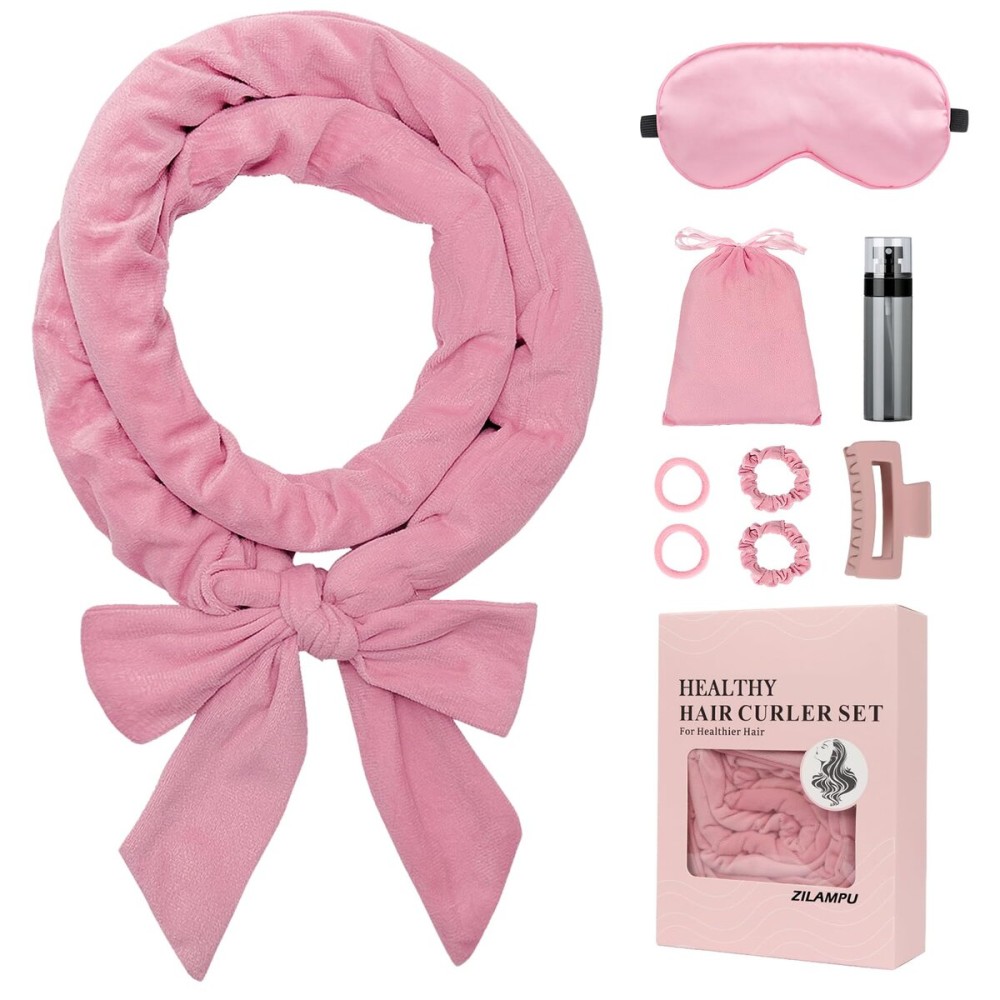 ZILAMPU Heatless Curls Overnight for Long Hair, Heatless Hair Curlers to Sleep In Overnight Curls, 70 Soft Velvet No Heat Hair Curlers Set for Women