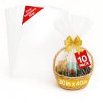 volila Large Cellophane Bags for Gift Baskets - 10 Pack (30 in x 40 in) Clear Gift Wrap for Gift Baskets, Floristry, Party Favors and Food Packaging