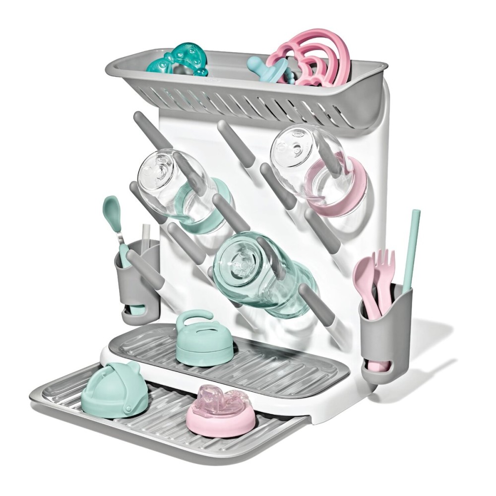 OXO Tot Expandable Drying Rack - Space-Saving Drying Rack | Newborn and Baby Essentials | Breastfeeding Essentials | Dry Baby Bottles | Save Space in Kitchen
