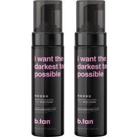 b.tan Ultra Dark Self Tanner Mousse Bundle | I Want The Darkest Tan Possible - Fast, 1 Hour Express Sunless Tanning Foam, Golden Bronzing Glow, Face & Body, No Fake Tan Smell, 6.7 Fl Oz, Pack of 2