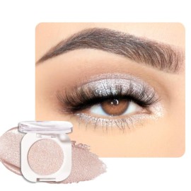 FeiCuiYun Single Glitter Shimmer Sparkle Eye shadow Palette Makeup, Sheer White Sparkle Eyeshadow for Women, Pigmented Waterproof Sombras Para Ojos, Vegan, Talc, Paraben & Cruelty Free, 23