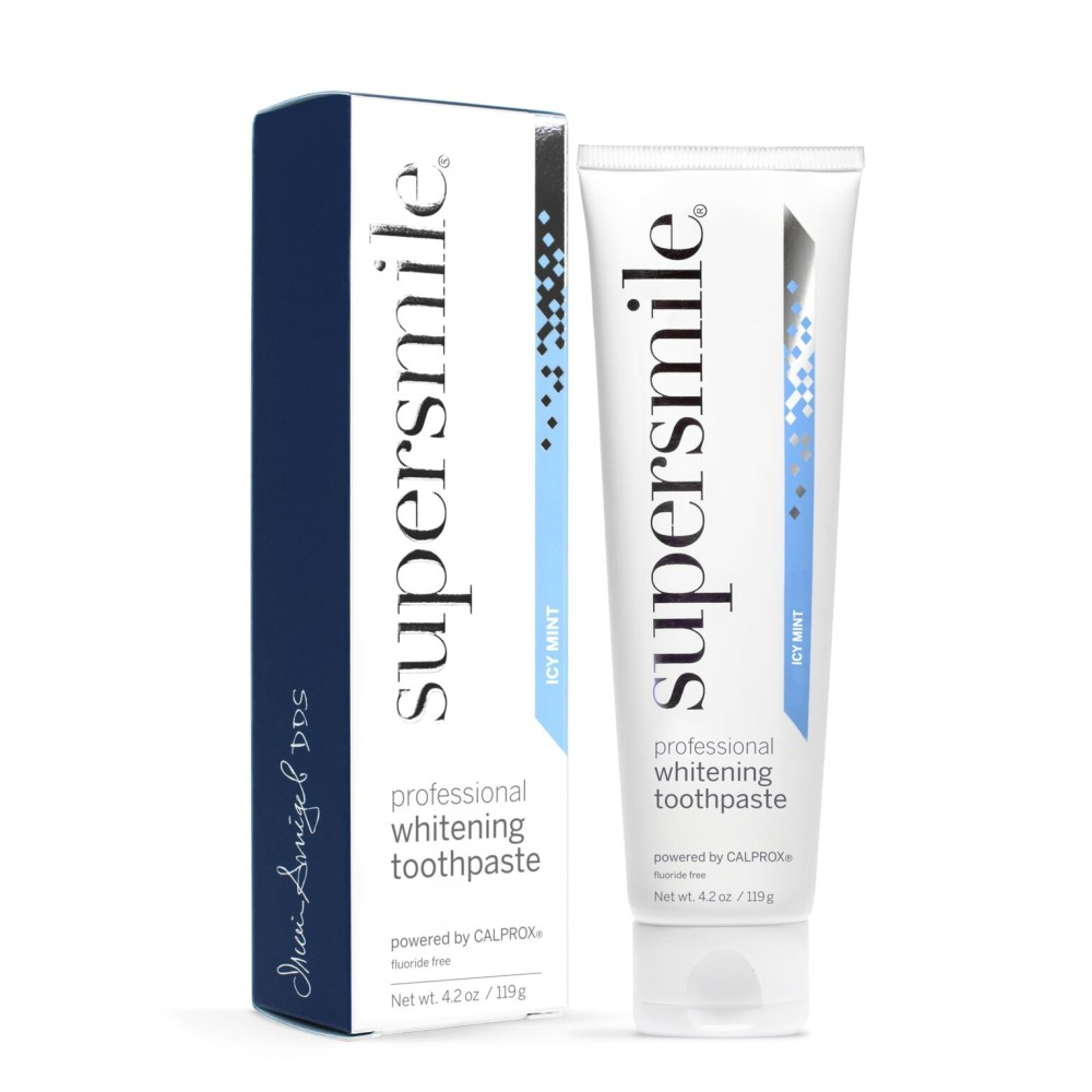 Supersmile ICY Mint Fluoride-Free - Whitening Toothpaste for Visibly Brighter Teeth - Whitens Up to 6 Shades, 4.2 oz