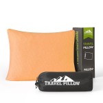 PEUJEW Small Shredded Memory Foam Pillow, Camping Pillow Travel Pillow - Compressible Medium Firm, Breathable Cover, Ideal Backpacking Hiking, Airplane and Car (Apricot Yellow, M)