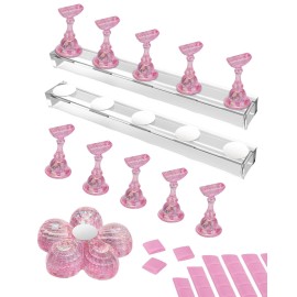 Difenni Nail Stand for Press Ons, Nail Holder for Painting Nails, Magnetic Fake Nail Stands Tips, 3 Nail Holder with Double-sided Tape Practice Nail Art Tools