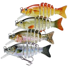 TRUSCEND Fishing Lures for Bass Trout Crappie, Multi Jointed Swimbait with Crankbaits, Slow Sinking Swimming Lures Freshwater Saltwater, Lifelike Walleye Pike Bass Lure, Fishing Gear Plugs Baits