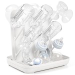 Termichy Baby Bottle Drying Rack: Large Vertical Bottle Dryer Rack Holder - Space Saving Standing Drying Rack for Baby Bottles and Pump Part Cleaning (White)