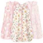Unnivoll Baby Sleep Sack 0-6 Months 3 Pack 100% Cotton Lightweight 0.5 TOG Wearable Blanket Baby Sleep Bag with 2-Way Zipper for Newborn Infant Pink Flowers & Leaf