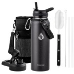 RAYMYLO 40oz Insulated Water Bottle, Triple Wall Vacuum Stainless Steel Water Bottles - Keeps Cold 48H, Reusable Metal water flask Jug for Gym, Sports, Camping, Hiking,Travel, Starry Sky-Black