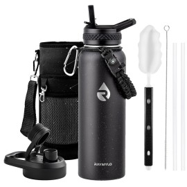 RAYMYLO 40oz Insulated Water Bottle, Triple Wall Vacuum Stainless Steel Water Bottles - Keeps Cold 48H, Reusable Metal water flask Jug for Gym, Sports, Camping, Hiking,Travel, Starry Sky-Black
