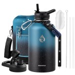 RAYMYLO 64oz Insulated Water Bottle, Triple Wall Vacuum Stainless Steel Water Bottles - Keeps Cold 48H, Reusable Half Gallon Jug for Gym, Sports, Camping, Hiking,Travel, Starry Sky-Indigo/Black