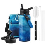 RAYMYLO 32oz Insulated Water Bottle, Triple Wall Vacuum Stainless Steel Water Bottles - Keeps Cold 48H, Reusable 1/4 Gallon water flask Jug for Gym, Sports, Camping, Hiking,Travel, Aurora-Blue