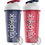 VELOMIX -2 Pack- 28 oz Protein Shaker Bottles for Protein Mixes - 2x Wire Whisk | Leak Proof Shaker Cups for Protein Shakes and Pre Workout | Protein Shaker Bottle Pack (USA Flag)