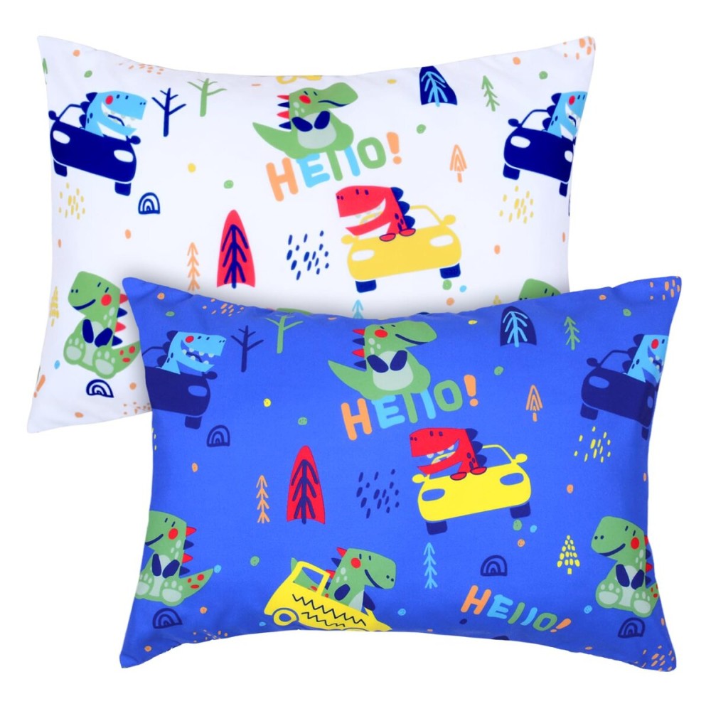 UOMNY Toddler Pillowcases for Girls 13X18 12x16 14x19 Dinosaur Baby Pillow Case 2 Pack Small Pillow Covers for Travel Pillow Blue White