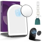 Mocado Travel Makeup Mirror with Light, 1x/10x Magnifying Mirror with Light, 3 Colors Lighted Magnifying Mirror, 2000mAh Rechargeable Lighted Makeup Mirror, Memory Function (Arched-Black)