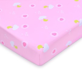 UOMNY Crib Sheet, Pink Clouds Crib Sheets Baby Sheet for Standard Crib and Toddler Mattresses Nursery Bedding Sheet Crib Mattress Sheets for Boys and Girls 1 Pack Toddler Sheet