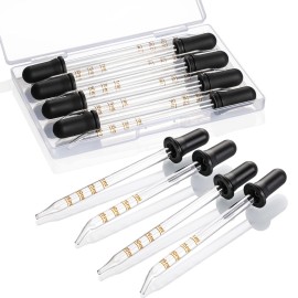 8 Pack, 1 mL Glass Eye Dropper with Measurement - Long Bent & Straight Tip Calibrated Glass Medicine Droppers, Accurate Dose Pipette Dropper for Essential Oil, Feeding, Ear, Eye, Lab, Health, Beauty