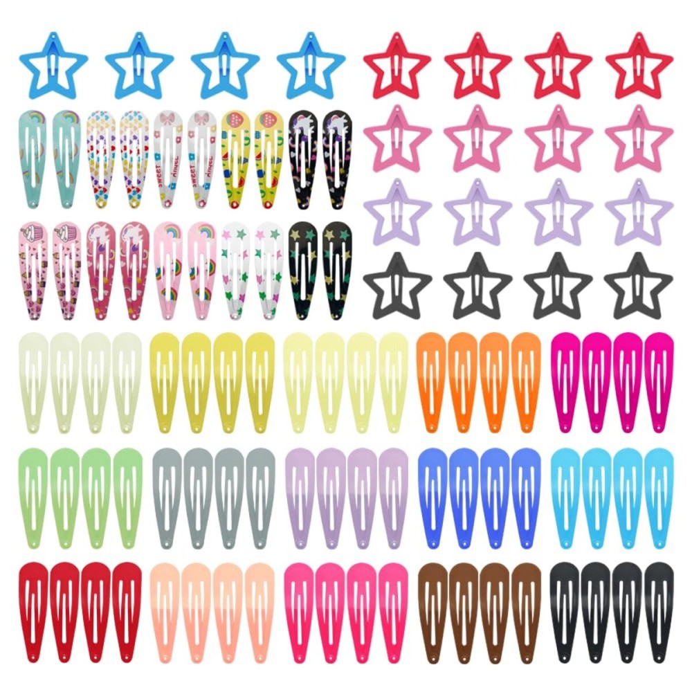 KUBOM 100 Pcs Colorful Hair Clips,Metal Cute Hair Barrettes Snap Non-Slip Metal Hair Clips for Girls, Toddlers, Kids, Women