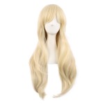 MapofBeauty 28 Inch/70 cm Women Side Bangs Long Curly Hair Cosplay Synthetic Wig (Mixed Blonde)