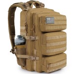 kookoomia Military Tactical Backpack 25L Day Backpack for Men Molle Army 3 Days Assault Pack Bug Out Bag Water Resistant and Heavy Duty Hiking Treeking Rucksack - Brown