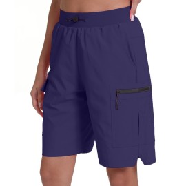 Rrosseyz Women\'s Hiking Cargo Shorts with Pockets Quick Dry Athletic Gym for Women Exercise Lounge(Twilight,XL)