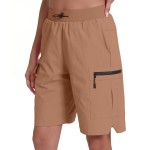 Rrosseyz Women\'s Hiking Cargo Shorts with Pockets Quick Dry Athletic Gym for Women Exercise Lounge(Mocha,L)