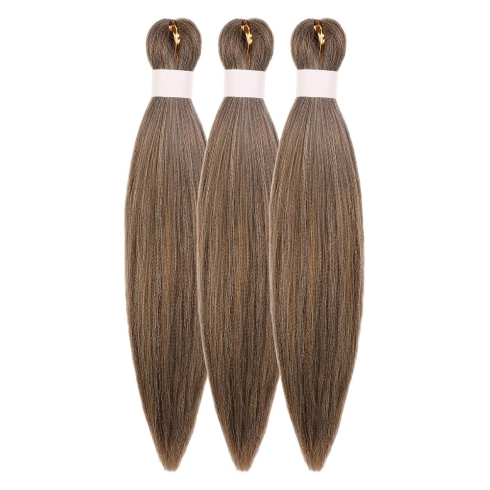 Ash Brown Braiding Hair Pre Stretched 16Inch 4/27/613 Mixed Synthetic Kids Braid in Hair Extension for Braiding