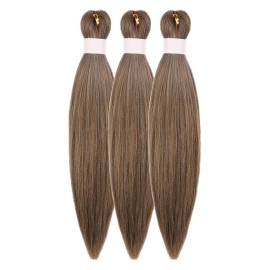 Ash Brown Braiding Hair Pre Stretched 16Inch 4/27/613 Mixed Synthetic Kids Braid in Hair Extension for Braiding