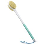 Shower Brush with Soft and Stiff Bristles,Long Handle Dual-Sided Back Scrubber Bath Brush Body Exfoliator for Wet or Dry Brushing (Extra Long Green)