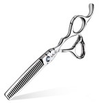 ULG Hair Thinning Scissors 6.7 Shark Series 100% Japanese Stainless Steel, Offset Handle, 30-Tooth Seamless Thinner 15% Hair Removal, Professional Barber Layering Shears for Salon & Home Hair Styling