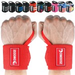 DMoose Fitness Wrist Wraps for Weightlifting 18 - Heavy Duty Gym Wrap with Hand Thumb Loop for Support & Pain Relief, USPA Approved Weight Lifting Wrist Straps for Men & Women (Dark Red)