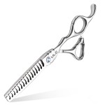 ULG Hair Thinning Scissors 6.7 Shark Series 100% Japanese Stainless Steel, Offset Handle, 16-Tooth Fishbone Chunker 45% Hair Removal, Professional Barber Layering Shears for Salon & Home Hair Styling