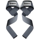 DMoose Fitness Lifting Straps 24 (Pair) - 5mm Padded Wrist Straps for Weightlifting & Powerlifting - Cotton Lifting Strap with Silicone Grip for Men & Women - Deadlift Strap for Gym (Grey Silicone)