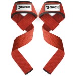 DMoose Fitness Lifting Straps 24 (Pair) - 5mm Padded Wrist Straps for Weightlifting & Powerlifting - Cotton Lifting Strap with Silicone Grip for Men & Women - Deadlift Strap for Gym (Red Silicone)