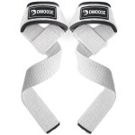 DMoose Fitness Lifting Straps 24 (Pair) - 5mm Padded Wrist Straps for Weightlifting & Powerlifting - Cotton Lifting Strap with Silicone Grip for Men & Women - Deadlift Strap for Gym (White Silicone)