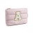 BAGSMART Personalized Makeup Bag with Initial, Pink Small Cosmetic Travel Organizer, Water-Resistant Pouch for Women & Teens for Bridesmaid Graduation (Initial-A, Small)