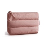 BAGSMART Small Makeup Bag, Puffy Portable Cosmetic Pouch with Charm Zipper, Water-Resistant Travel Organizer for Women (Nude Pink, Small)