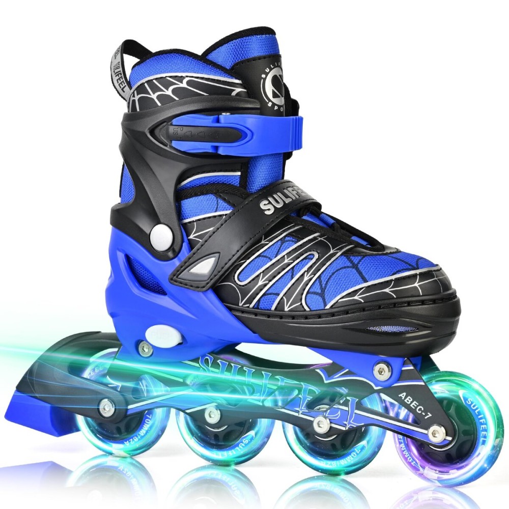 SULIFEEL Inline Skates with Blades for Kids Boys Youth Ages 6-12 8-12 5-8 with Light up Wheels 4 Sizes Adjustable Roller Skates for Beginners Indoor Outdoor Sports