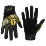 HANDLANDY Youth Football Gloves, Kids Sticky Receiver Gloves,Super Grip Football Glove Best Gift for Boys,Girls (Black and Amber, X-Small-Youth)