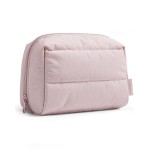 BAGSMART Puffy Makeup Bag, Wide Opening Cosmetic Bag Compact & Spacious, Water-Resistant Travel Organizer Pouches for Women (Baby Pink)