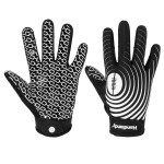 HANDLANDY Kids Football Gloves, Sticky Wide Receiver Gloves for Youth, White and Gold Stretch Fit Football Glove 8-12(Black and White, Medium)